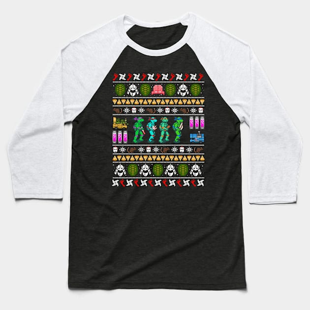 A Turtle Christmas Baseball T-Shirt by Apgar Arts